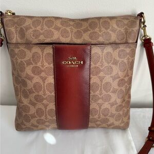 Coach Signature Brown and Tan Crossbody Bag